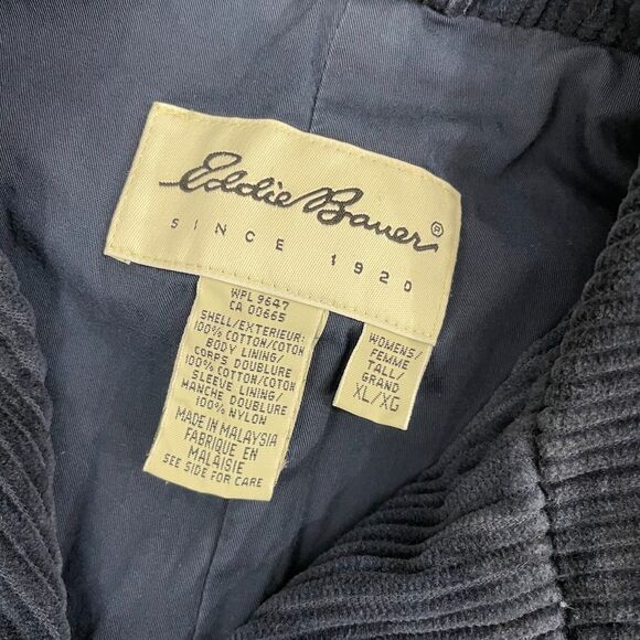 Vintage Eddie Bauer Corduroy Jacket Women XLT Navy Utility Chore Barn Button Fro - Picture 3 of 7